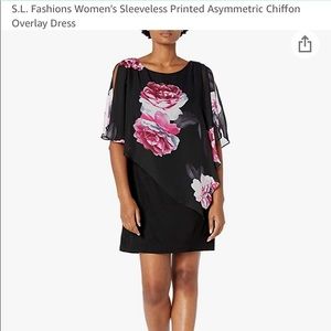 S.LFashions Women’s sleeveless Printed Chiffon Overlay Dress